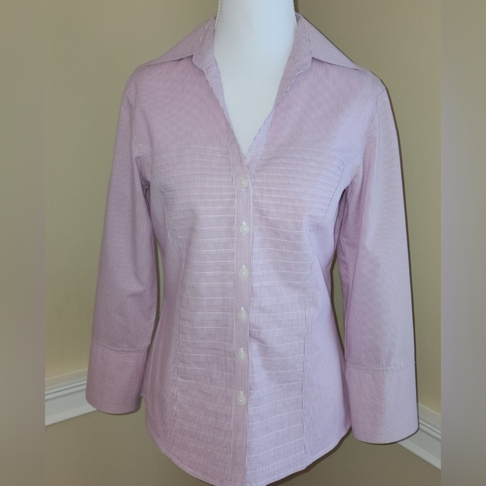 Zac & Rachel Pink Striped Stretch Button Blouse | Size S